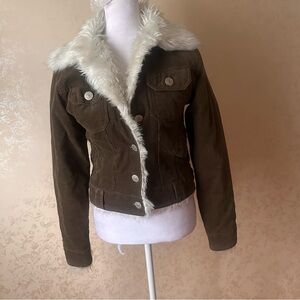 Women's Brown Faux Fur Collar Jacket